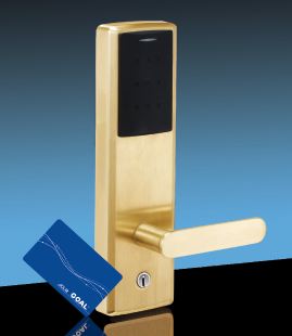 非接触居ICカードロックJCLM　自動施錠型・レバー既設扉への取付可能　バックセット：70mm　使用可能扉厚：33～53mm