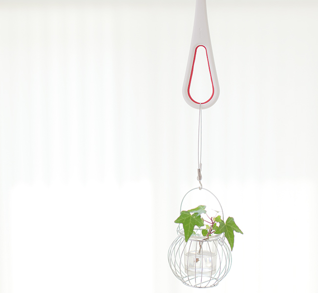 室内干しとしてではなく、観葉植物を吊り下げたり、インテリアになる小物を吊り下げるなど、天井空間の演出に最適。