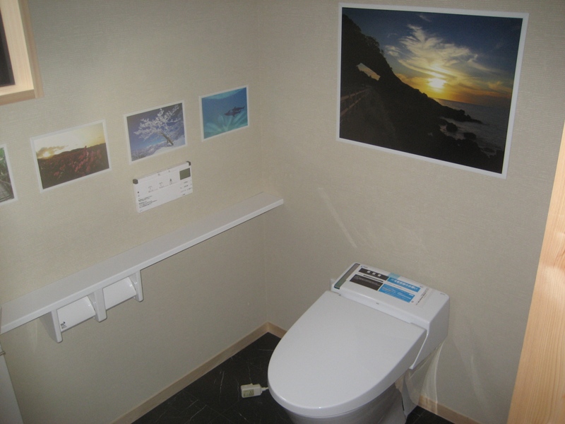 トイレの施工例 色柄は施主支給の画像をパネルに印刷する「i-style」。