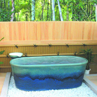 信楽焼陶器小判型浴槽