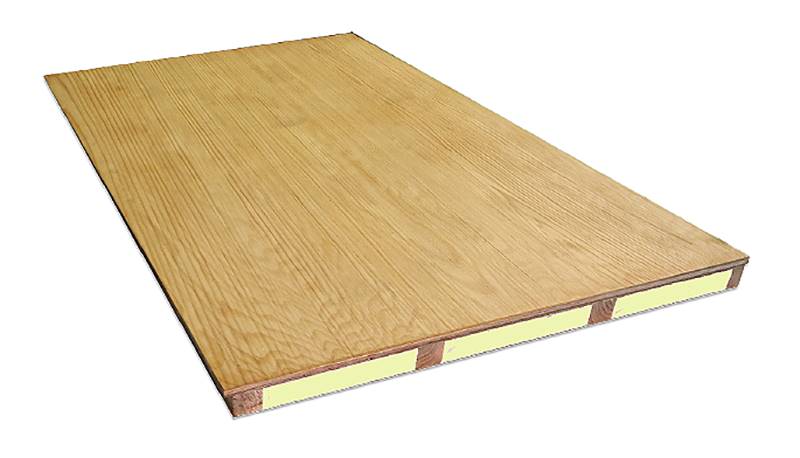 床用は長手方向に木桟30×45が4本断熱材と一体成型されており、床合板12mmが長手のみ実形状。
既存根太とボード木桟の交差部を釘で留め付け合板の実部分は隣接するボードと接合して段差を防ぐ。