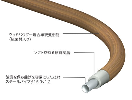 ウッドパウダー混合の樹脂製で天然木に近い風合い