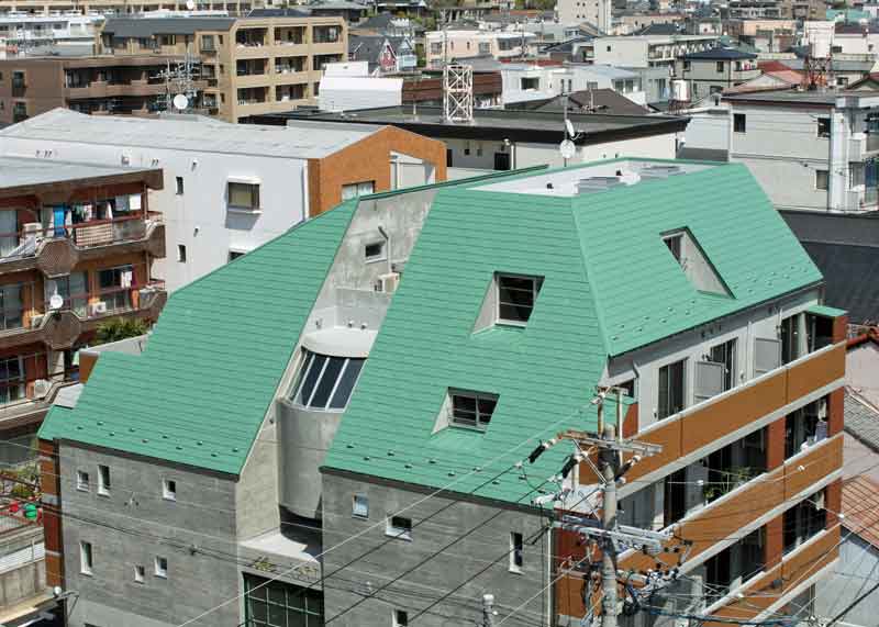 ナスコート　艶消し緑青色使用例