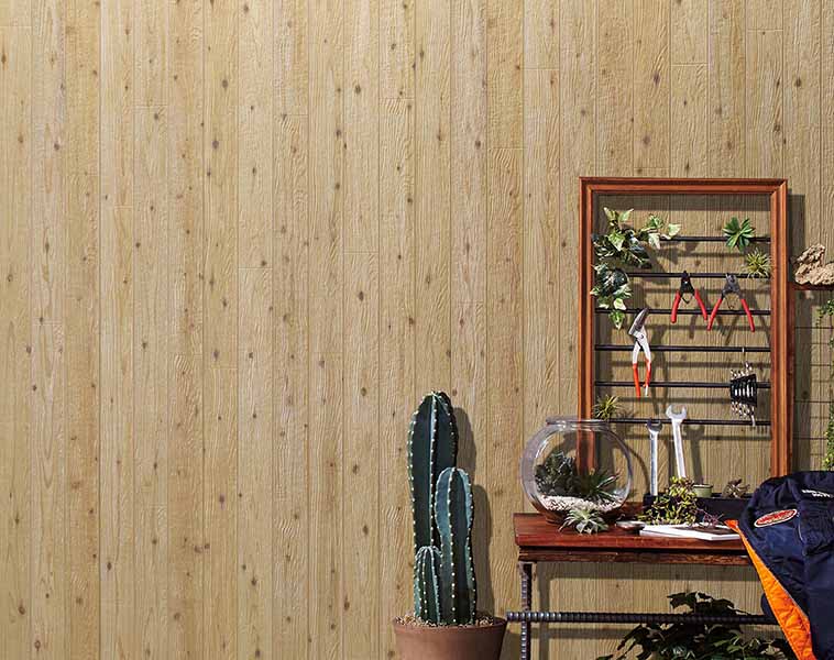 節ありのリアルな天然木の表情豊かな木目デザインと、板1枚1枚の濃淡を繊細に表現した美しい色味が特徴の「プレシャスウッドノッティSF」。