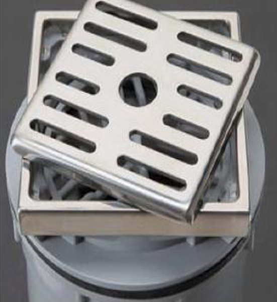 トラップ付排水ユニット「HSK」（非防水縦引き・横引きタイプ）（防水縦引き・横引きタイプ）50角・100角タイルに納まる。省スペース排水ユニット。