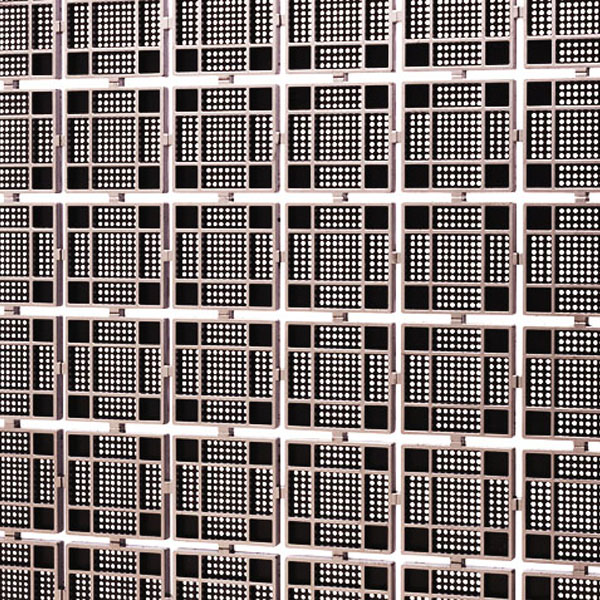 ＵＨ－７３０　開孔率　２２．０％　表リブ高　１０ｍｍ　裏リブ高　２．５ｍｍ　Ｗ２００×Ｈ２００×Ｄ１５　標準重量　０．５５ｋｇ