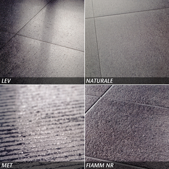 表面仕上げは4種類。 マット、水磨き、バーナー、ラインバーナー。