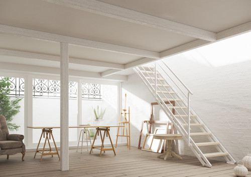 室内用も用意。
イタリア製のシンプルで美しいデザイン、価格設定、短納期で提案するストレート階段。