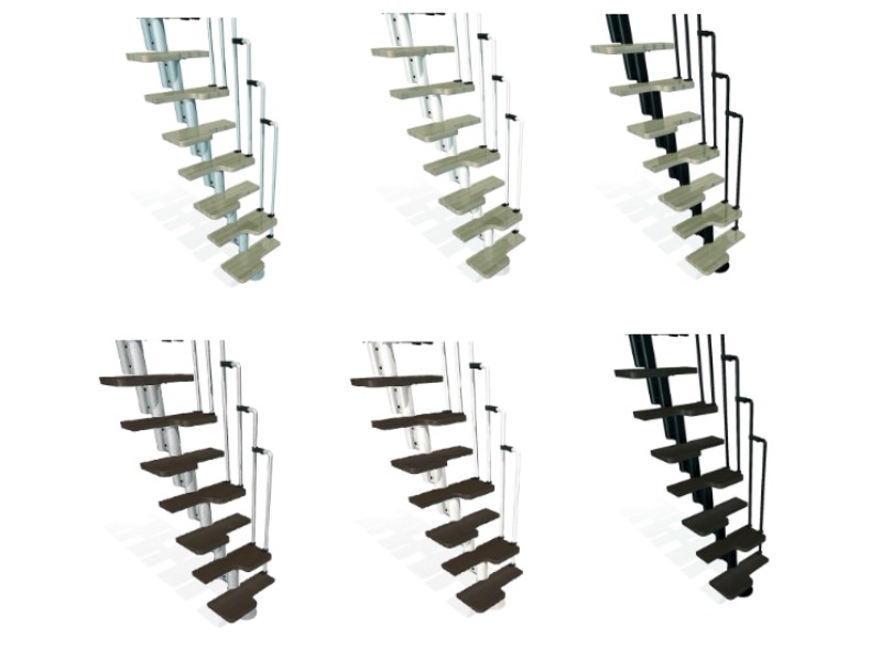 ・カラーバリエーション ポール：ホワイト/ブラック/グレー ステップ：ライト/ダーク（ビーチの集成材）踏板と支柱部分のコンビネーションは好みで選べる