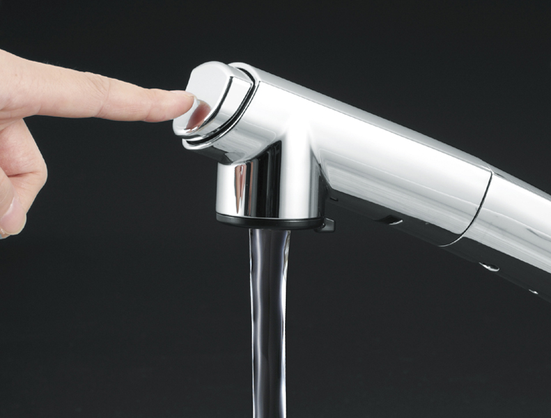 吐水はプッシュ切替式