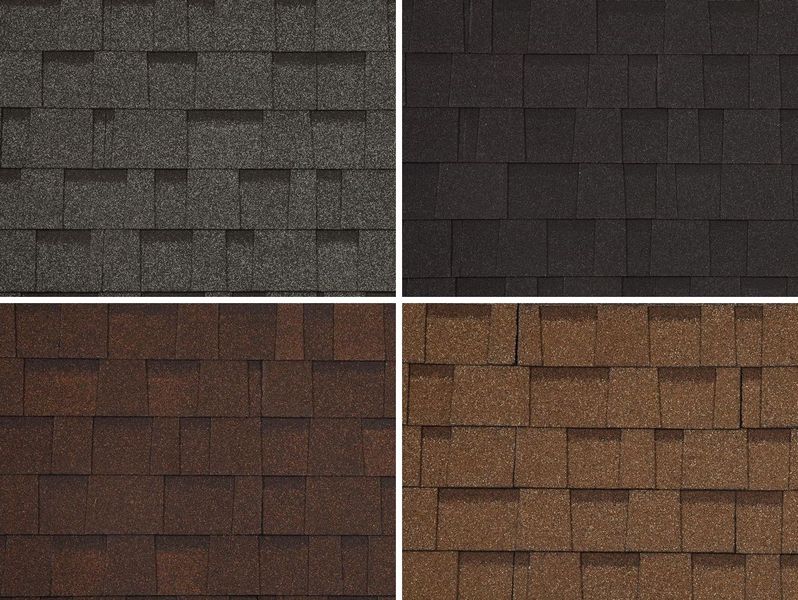 左上：エステートグレイ 右上：オニキスブラック 左下：ブラウンウッド 右下：デザートタン