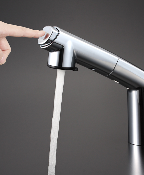 吐水切替はプッシュ切替式