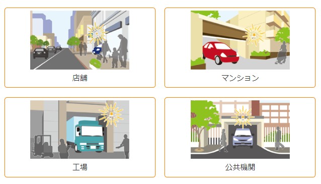 幅広い用途・さまざまな車両出入り口に設置可能