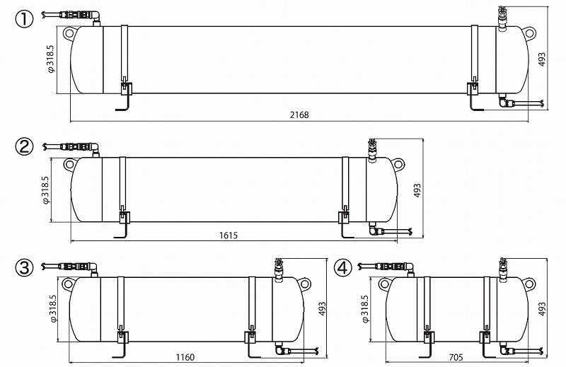 1本163L(4人家族の3日分の飲料・生活用水に十分対応可能)の大容量のため、家族で安心できる水量を確保できる。他に、120L,85L,50Lの容量があり、ライフスタイルに応じて選ぶことができる。