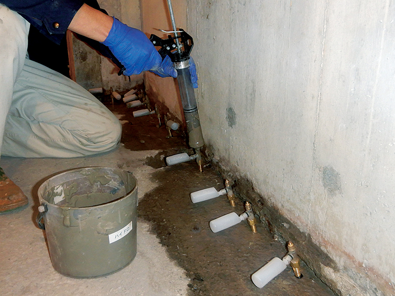 ビル地下室の漏水への施工事例